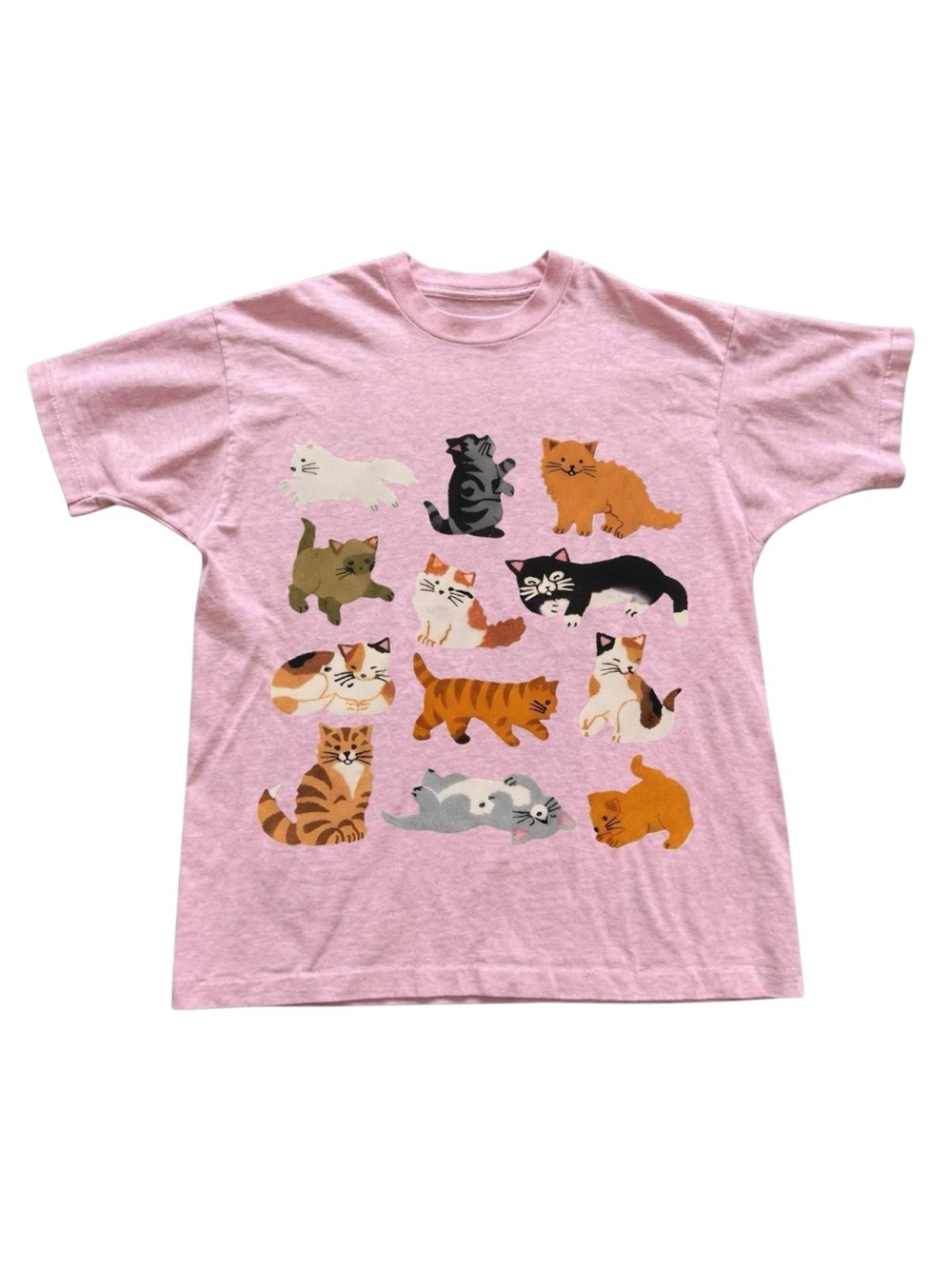 Gildan Pink Cat Graphic T-Shirt - Cute Cats Print